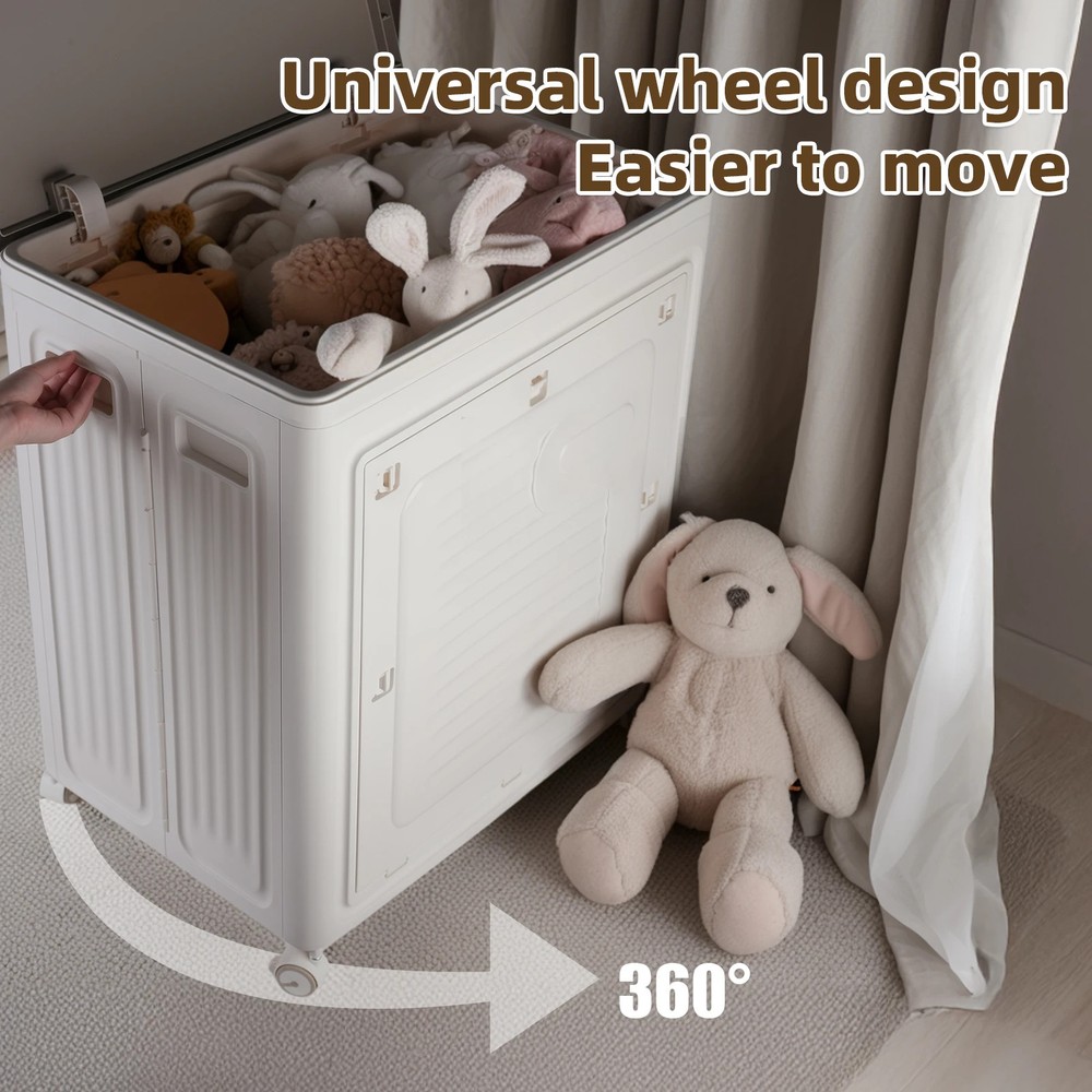 Foldable Storage Box with 360° Wheels Large Capacity Dustproof & Storage Cabinet