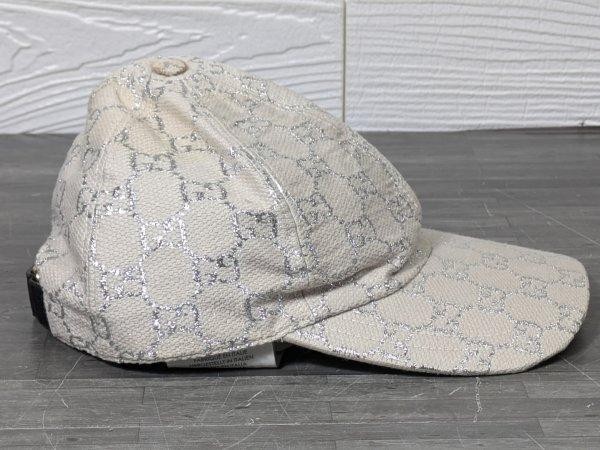 GUCCI Baseball Cap Hat GG Glitter White Monogram