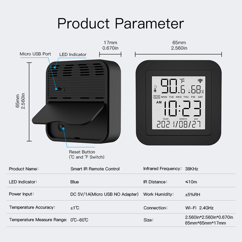 MOES WiFi IR Universal Smart Remote Control With Temperature Humidity Sensor APP