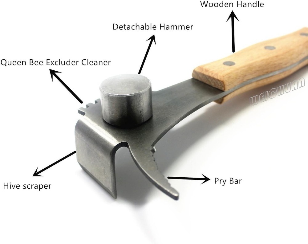 Lightweight Beekeeping Hive Scraper Tool with Multi-Function Beech Wood Handle