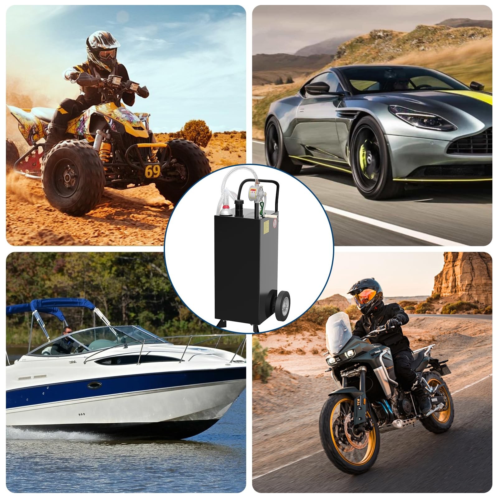 30/35/40/50 Gallon Fuel Caddy Fuel Storage Tank w/ Manual Transfer Pump & Wheels