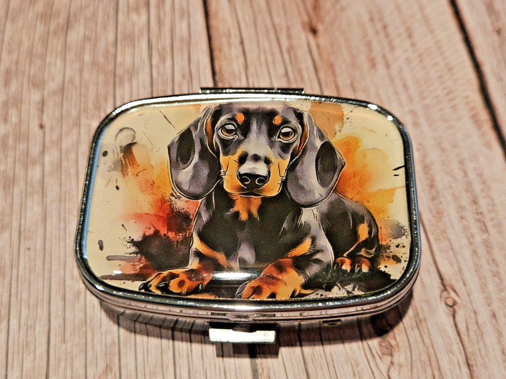 Dachshund Pill Box 2 Compartment New