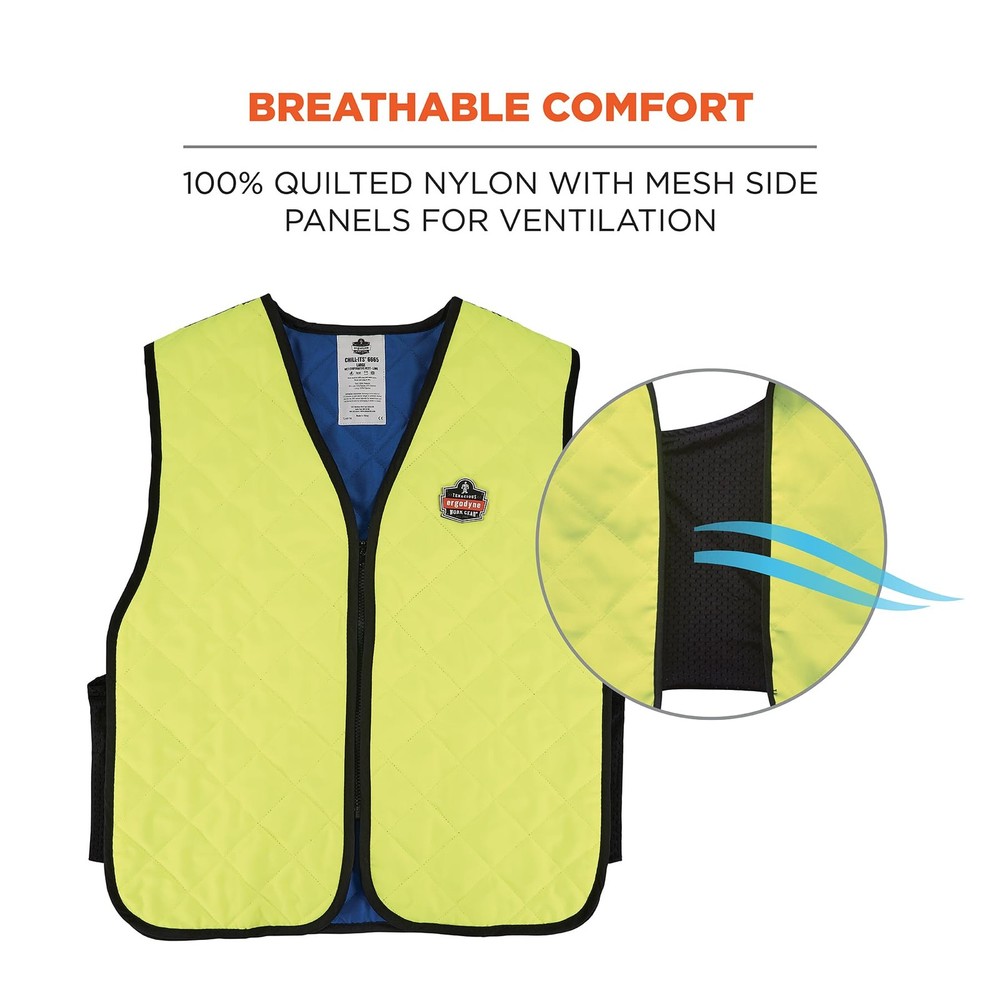 Cooling Workwear Embedded Polymers, Zipper Closure Tools, Lime, X-Large