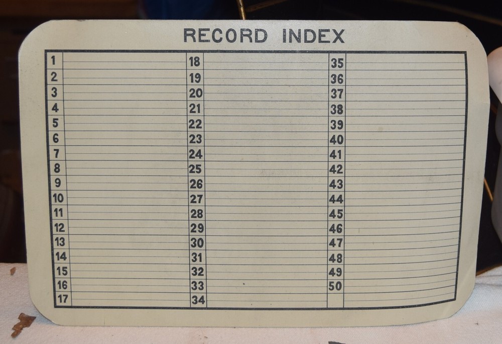 Edison - Diamond Disc - Record File - Instructions and Record Index