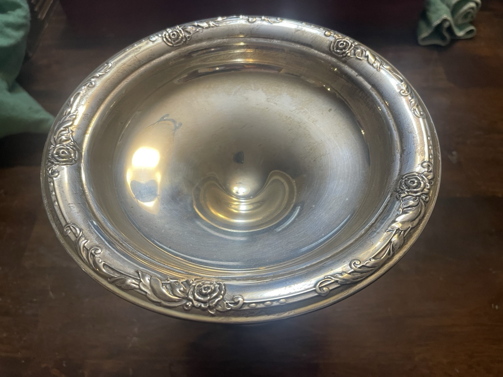 Oneida "Damask Rose" Sterling Silver Weighted Compote. S