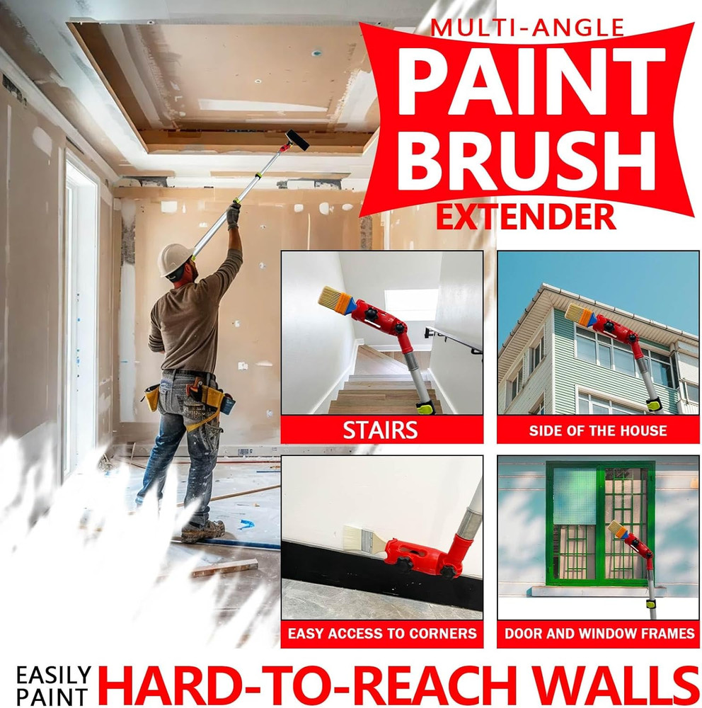 Multi-Angle Paint Brush Extender Red, Paint Edger Tool for High Ceilings, Extens