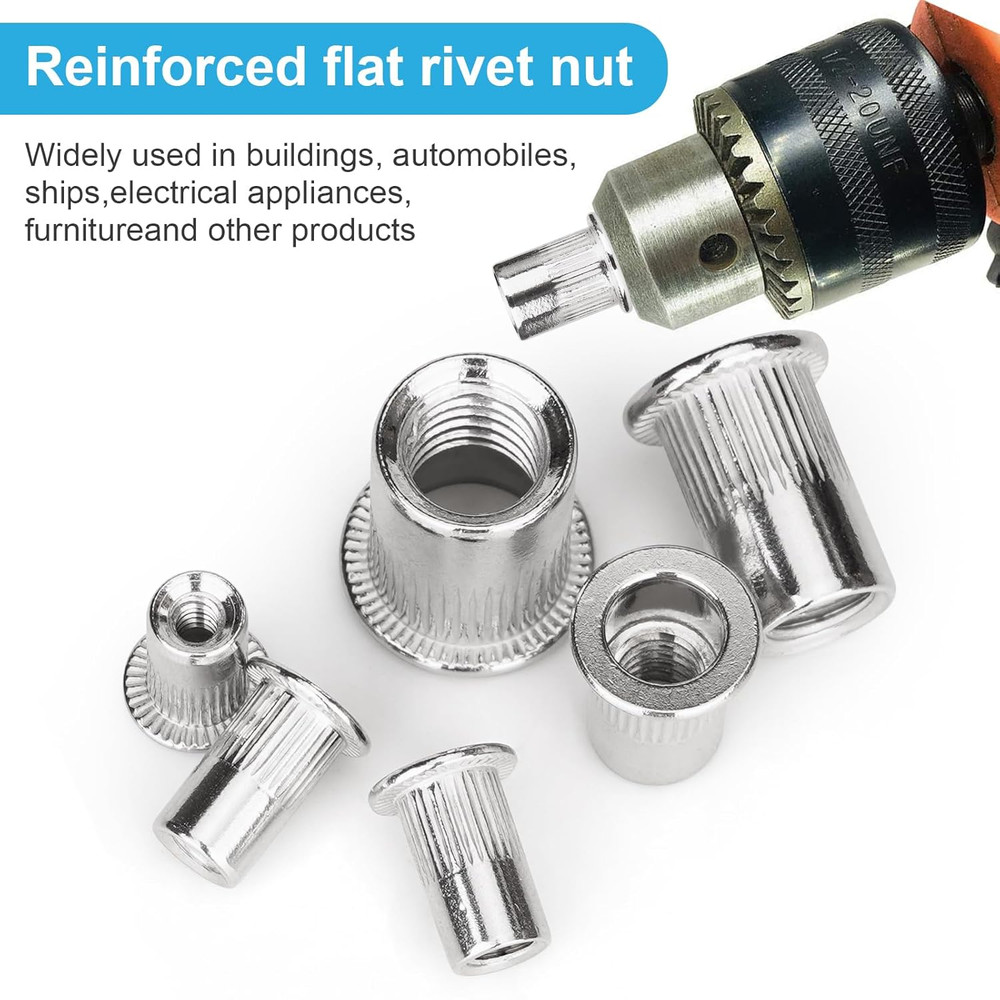 30 Pcs 3/8-16 Rivet Nuts Stainless Steel Flat Head Threaded Insert Nutserts