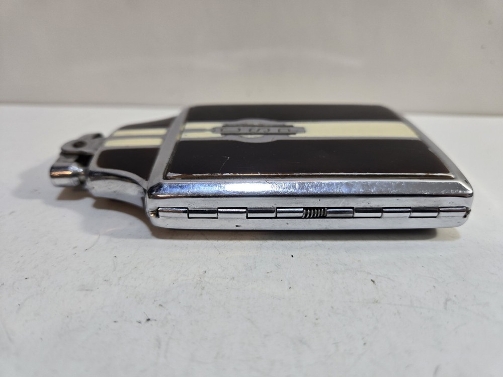 Working Ronson Mastercase Enamel, Silver Tone Cigarette Case Lighter 7161/14