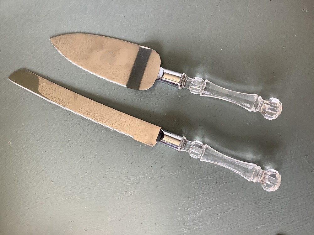 Wedding Cake Cutter Set Clear Handles