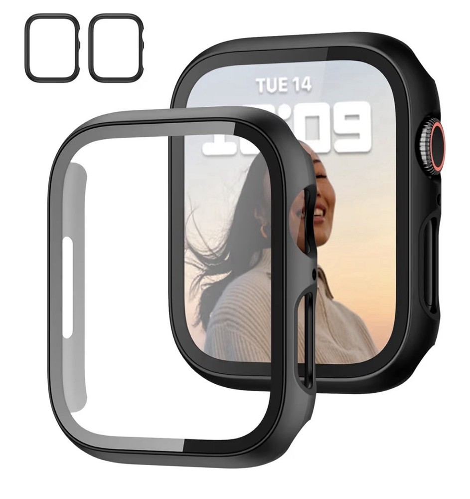 2 Pack Tempered Glass Bumper Case iPhone 41MM Black