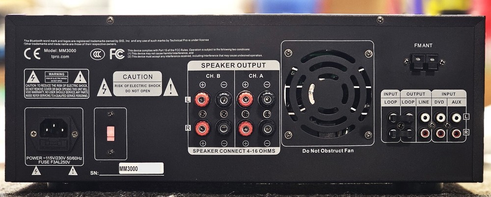 Technical Pro MM3000BT Mic Mixing Amplifier w/ USB/SD & Bluetooth Scratch & Dent