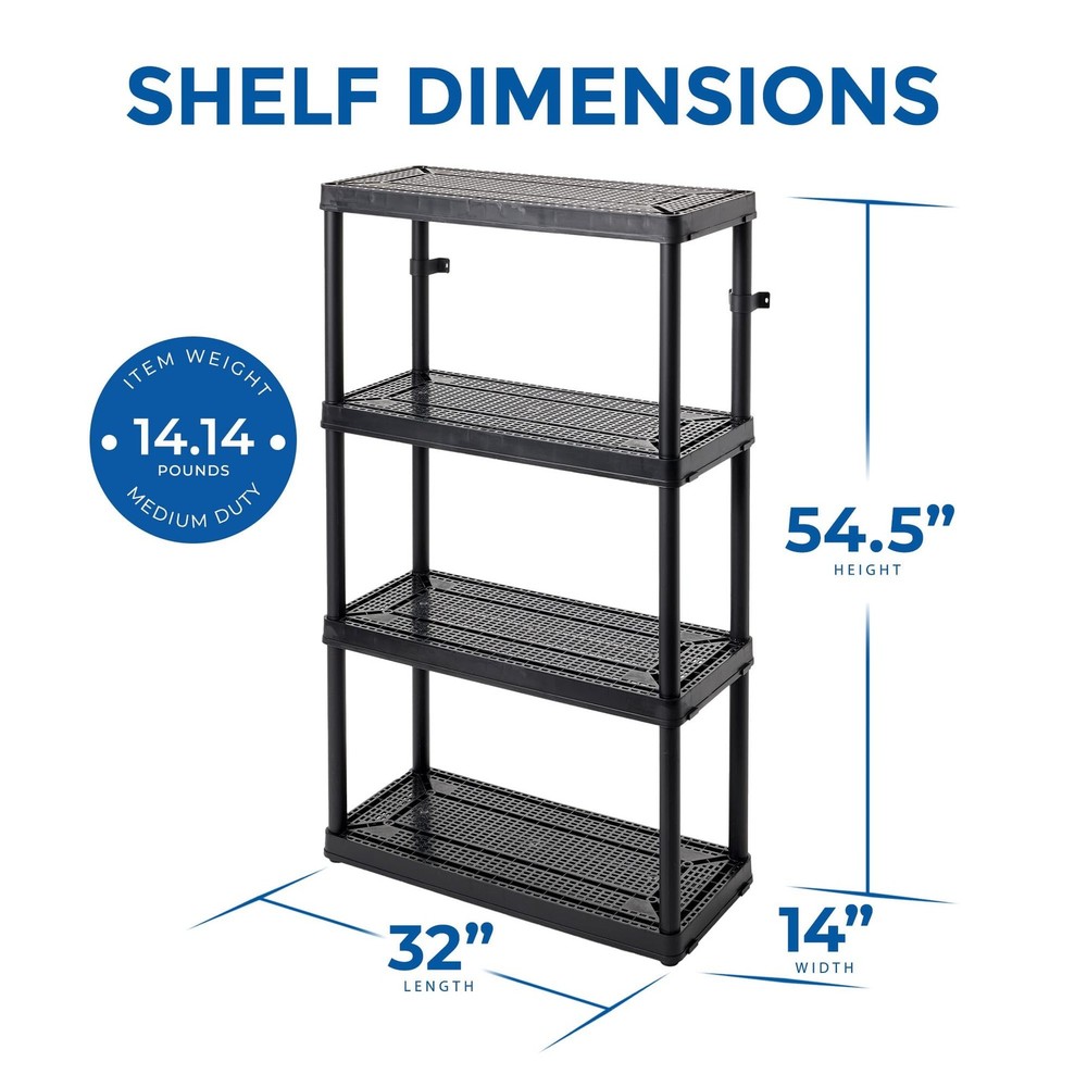 Gracious Living 2 Pack Storage Rack, 4 Shelf Fixed Height Medium Duty Unit, B...