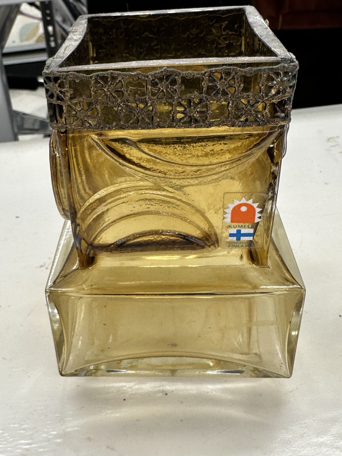 Art Glass Vase By Pentti Sarpaneva For Oy Kumela, 1960s Brutalist Mid-Mod 5-1/2"