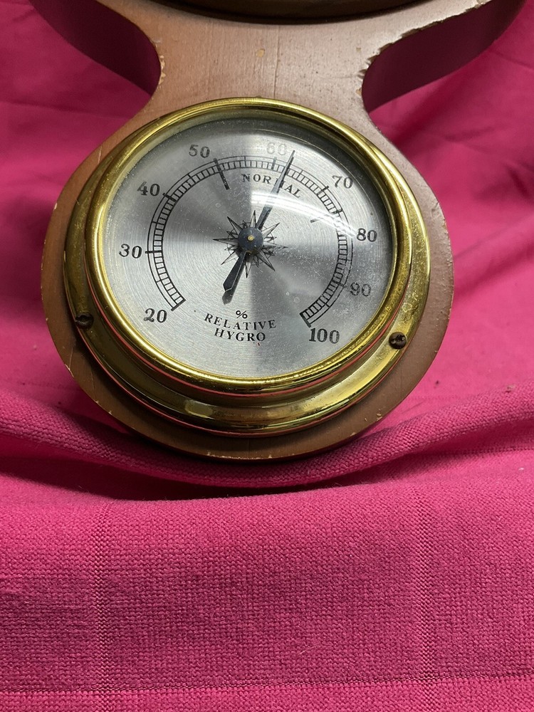 Vintage Jason Barometer Thermometer Humidity Hygrometer Solid Wood Brass