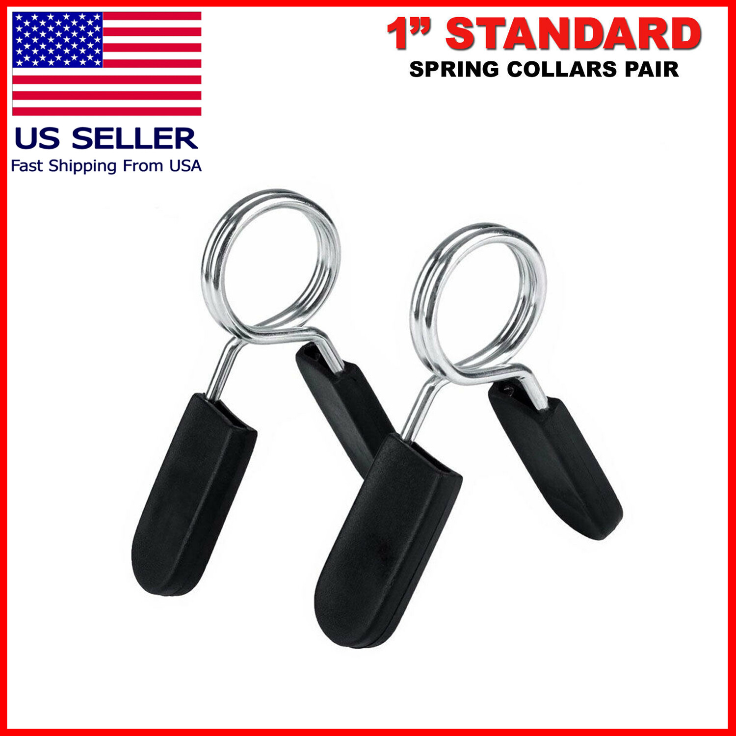 Spring Clip Collars Weight Dumbbell Handles for Standard 1-inch Bars Pair