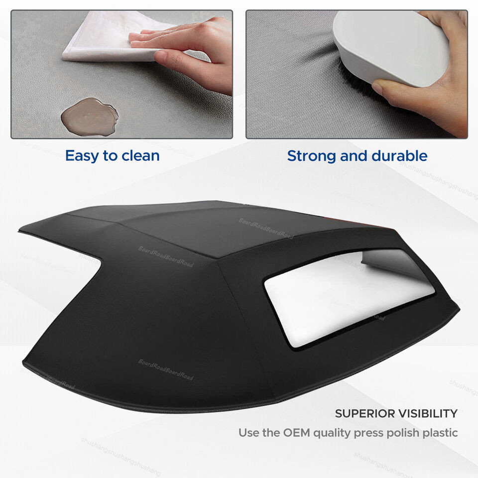 Fits 1994-2001 2002 Chevrolet Camaro BLK Convertible Soft Top Plastic Window