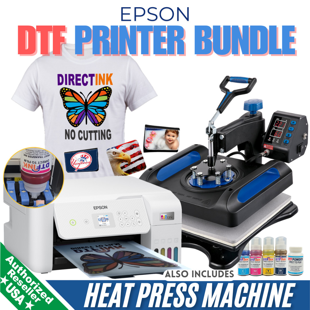 Complete DTF Printing Kit - Epson Printer & 12"x15" Heat Press Bundle