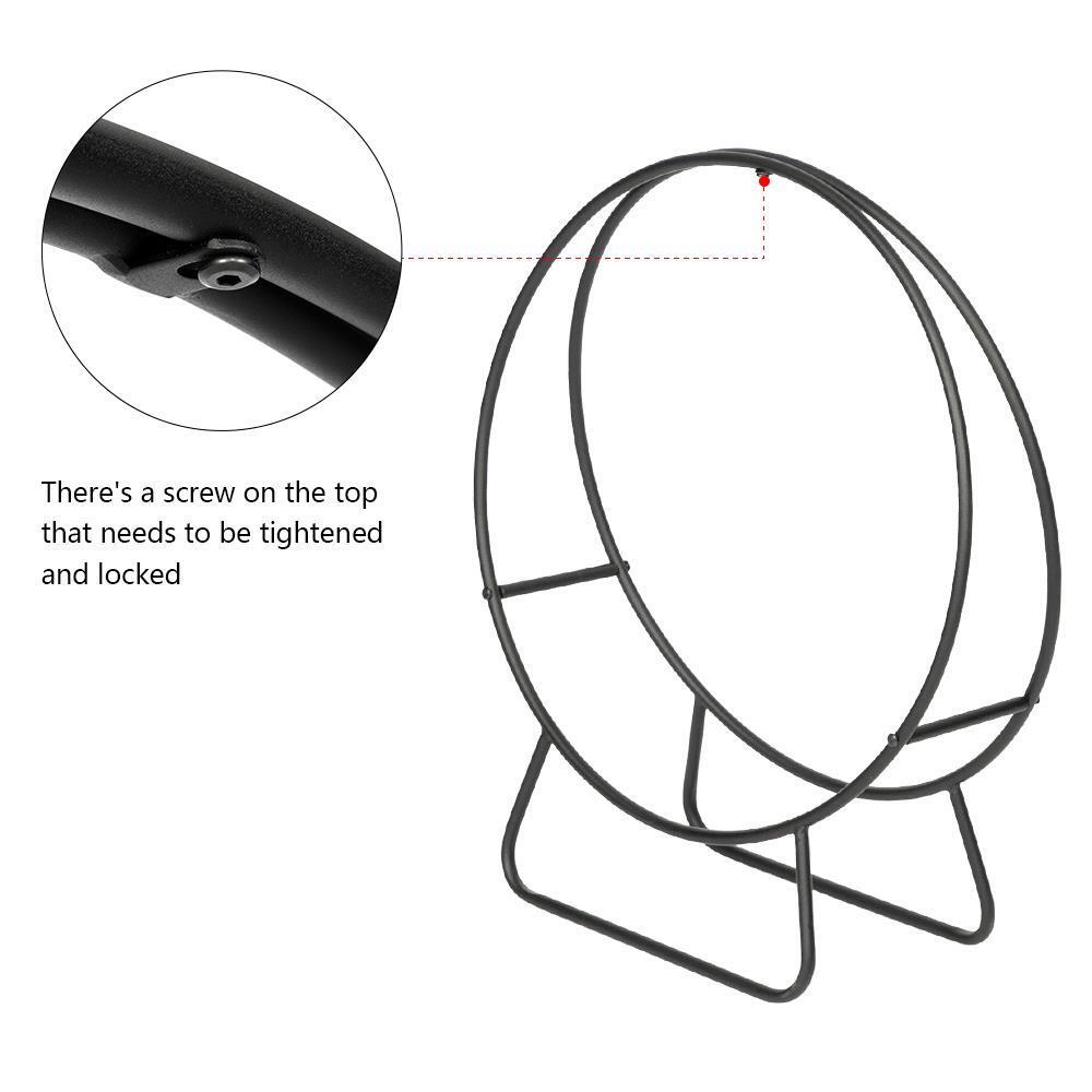 Firewood Log Rack Fireplace Wood Tubular Steel Storage Organizer Round Holder