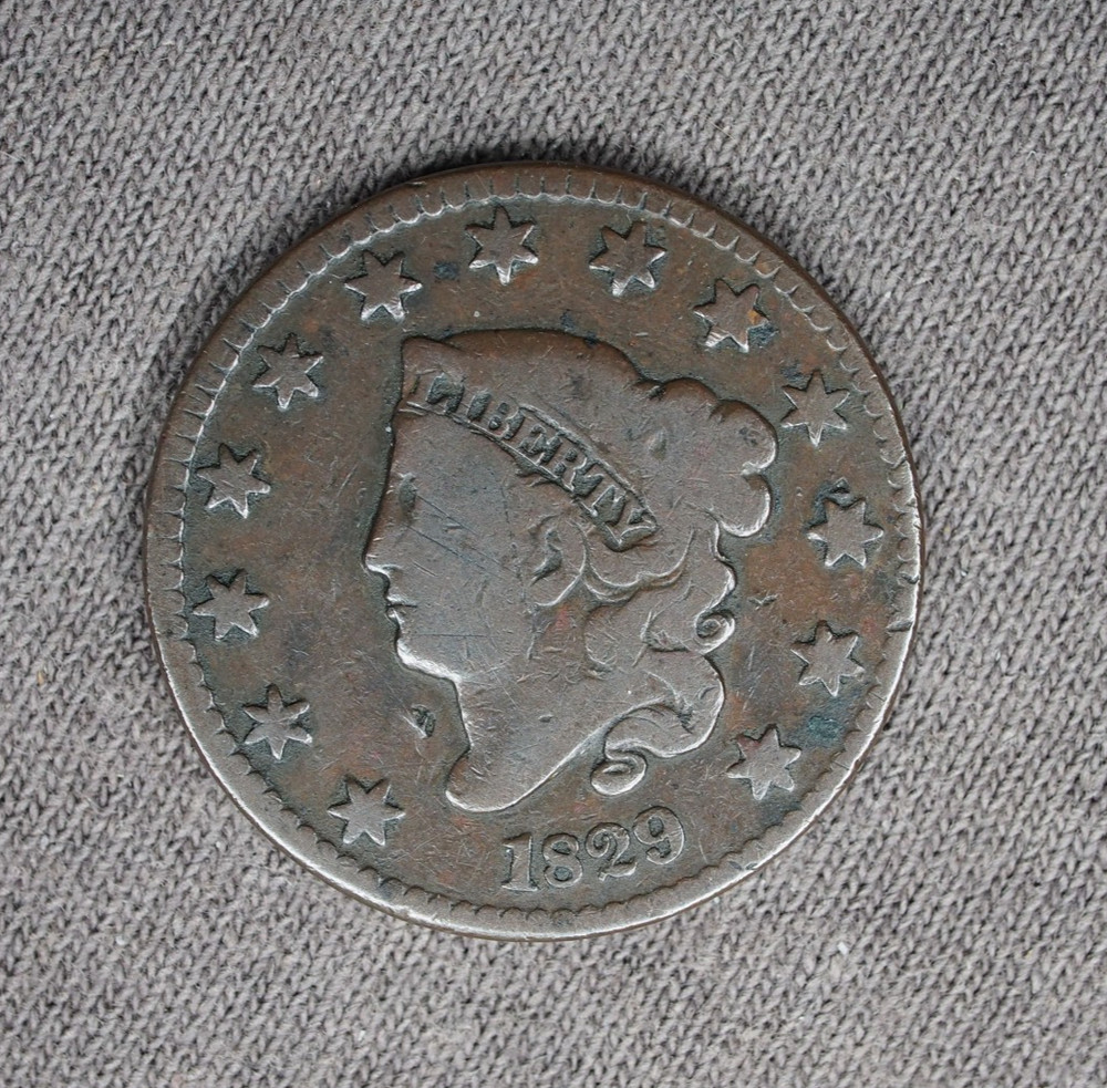 1829 large letters Coronet Head Large Cent US mint copper  1c #2