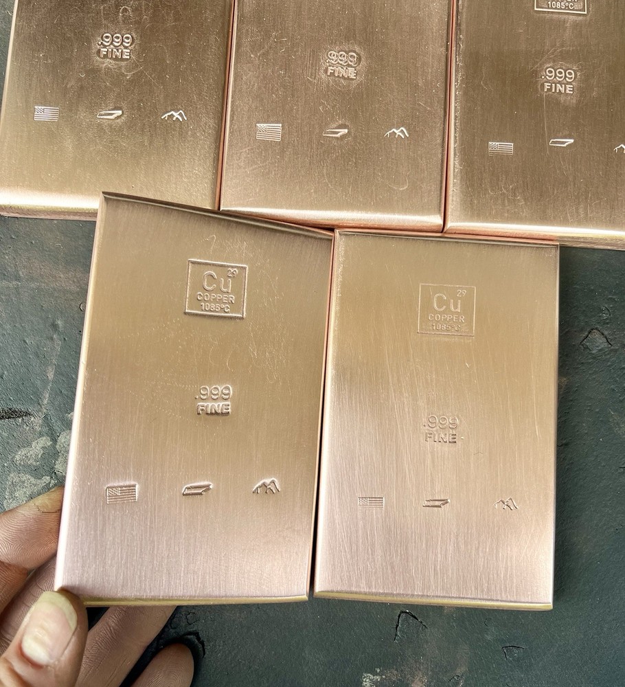 5x — 1 Kilo Copper Bars — Each Individually Stamped — Ingots, Bricks, 99.9%