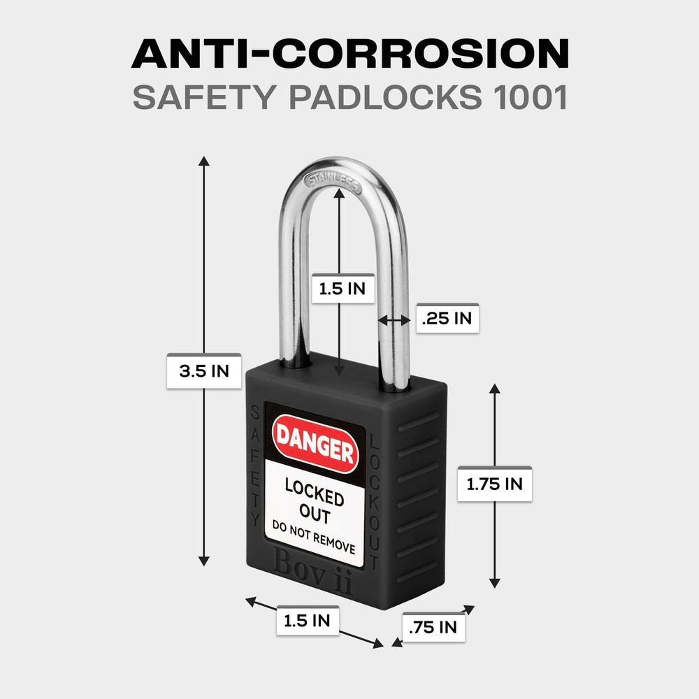 Lockout Tagout Locks Set, 2 Black Lockout Tagout Safety Padlocks Keyed Differ...