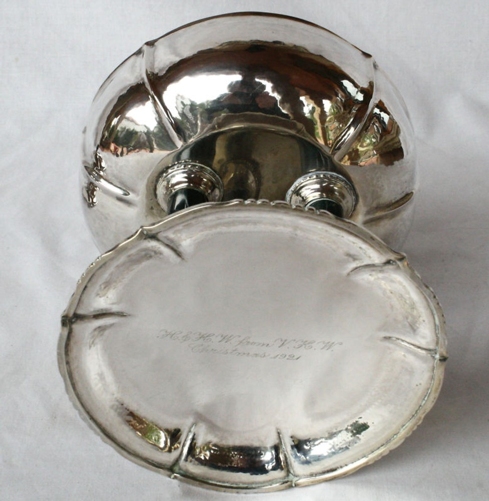 MAGNIFICENT 1920 GERMAN SILVER COVERED DISH WITH AGATE BASE & TOP