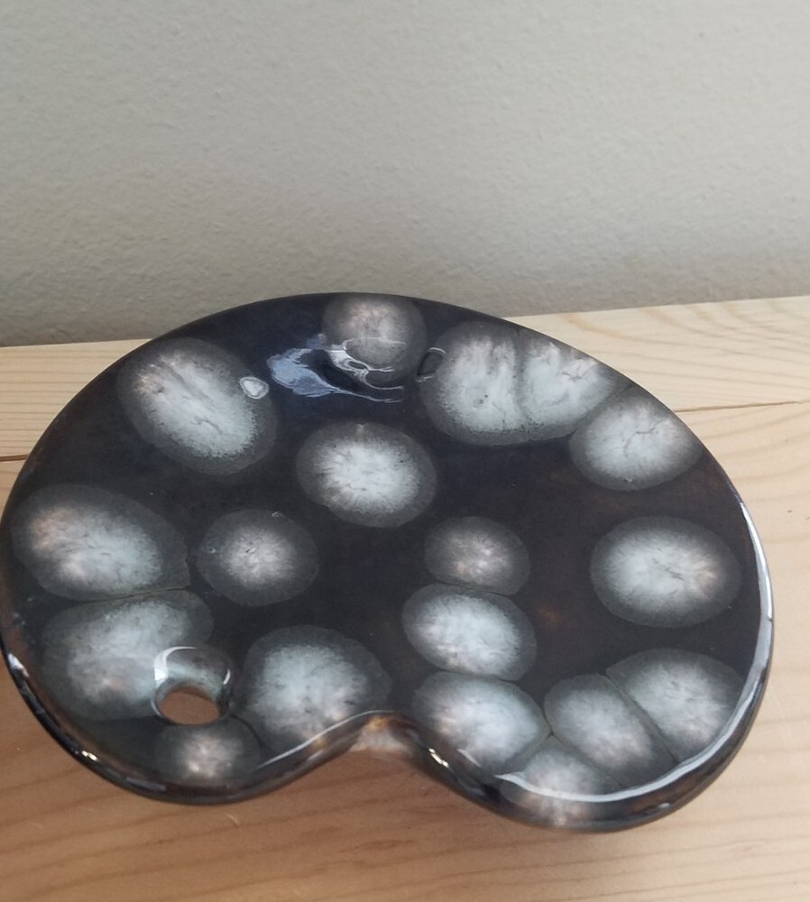 Vintage Glazed Ceramic Mcm Ashtray Set Signed J.
