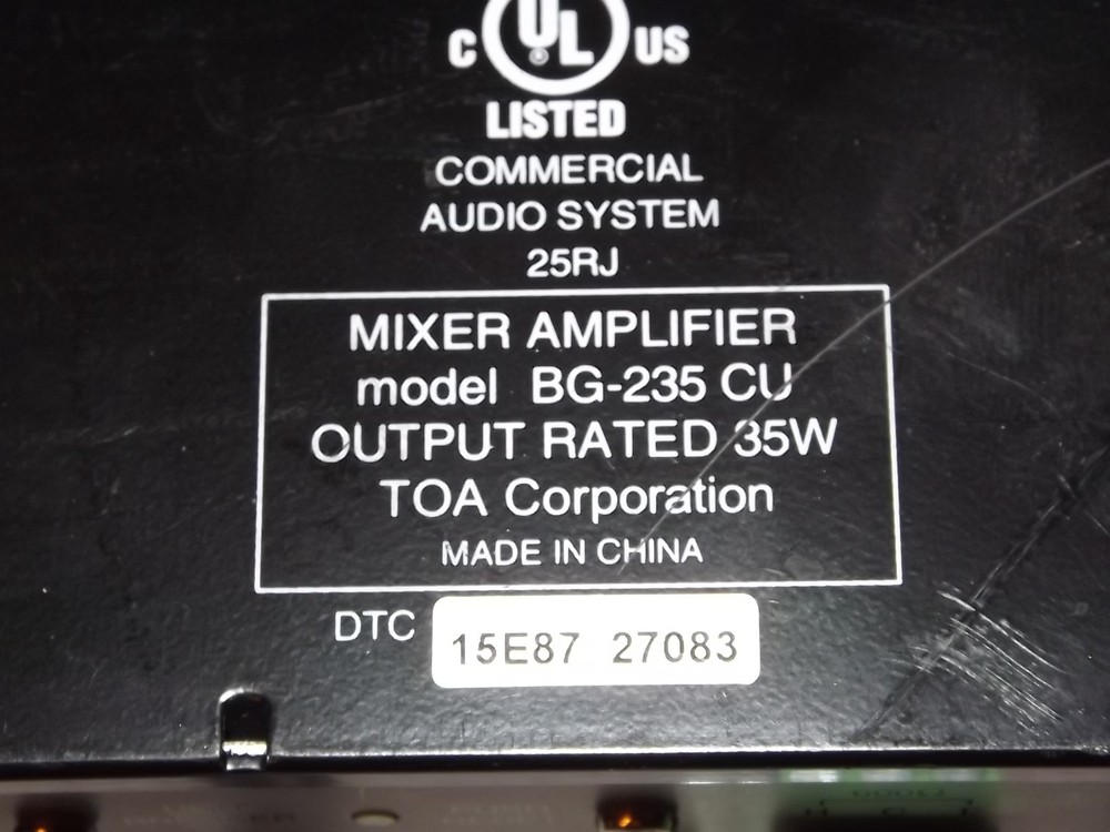 TOA BG-235 Mixer Amplifier