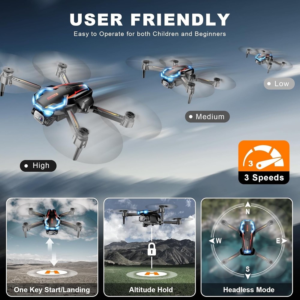 High-Performance Drone with Foldable Design, 2K Camera & Rechargeable Battery