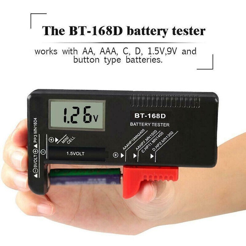 Universal BT-168D Digital Battery Tester Checker for AA AAA C D 9V Button Cell