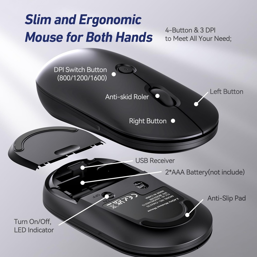 Wireless Keyboard and Mouse Combo, Acebaff 2.4G Quiet Wireless Computer Keyboard
