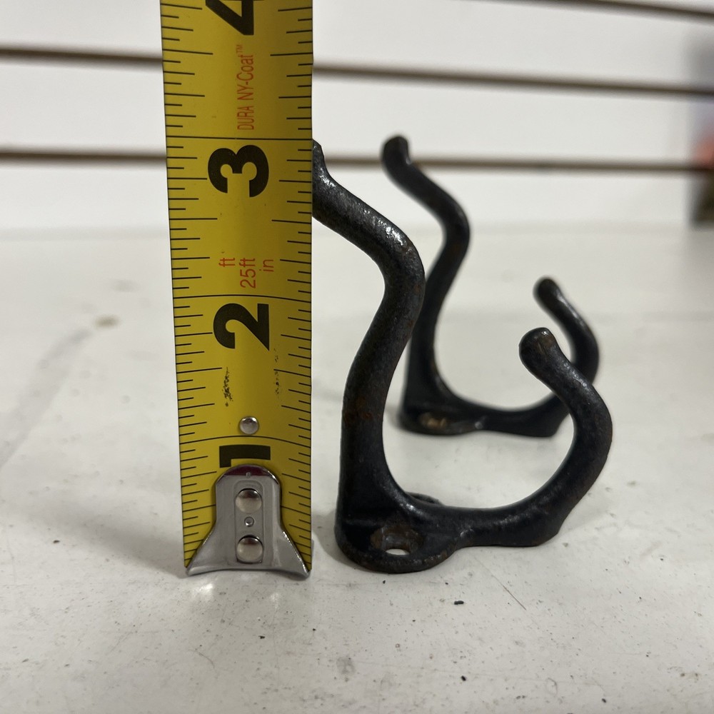 2 Antique Cast Iron coat Hooks 3x2.5”