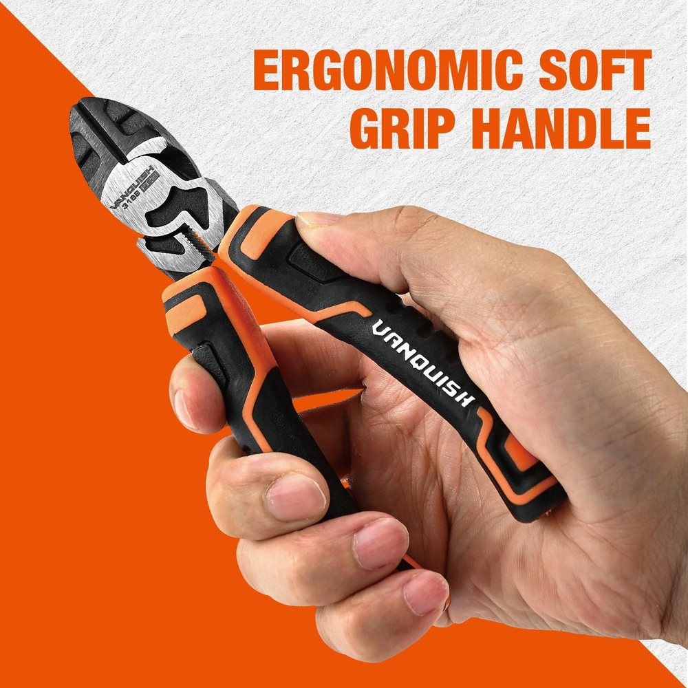 VANQUISH 6 Inch Diagonal Cutting Pliers High-Leverage Wire 6-Inch, Black