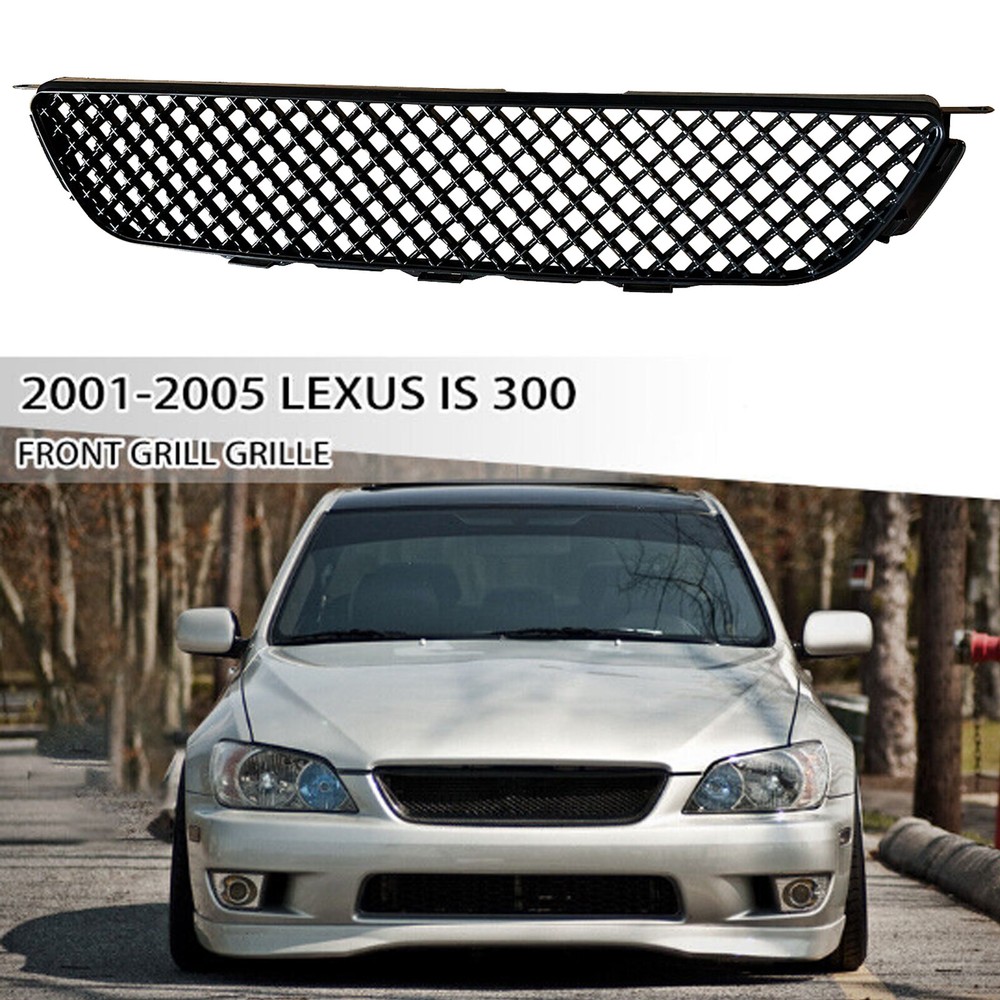 Black JDM STYLE Diamond Front Bumper Upper Mesh Grille For 01-05 Lexus IS300