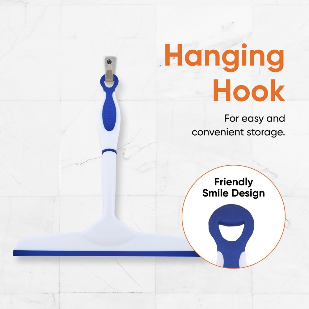 Superio 10" Window Rubber Squeegee with Hanging Loop, Blue