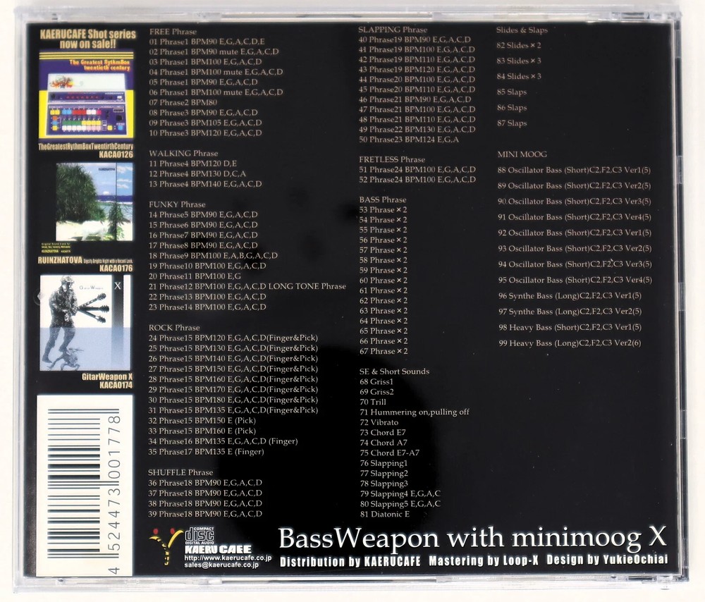 Kaeru Cafe Bass Weapon WIth Minimoog Sample/Sound Library/Sampling CD