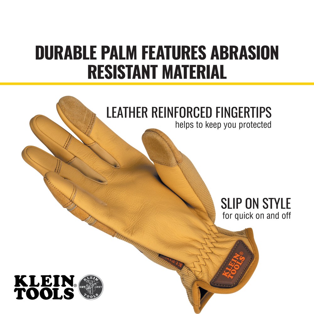 Klein Tools 60608 Leather All Purpose Gloves, Large