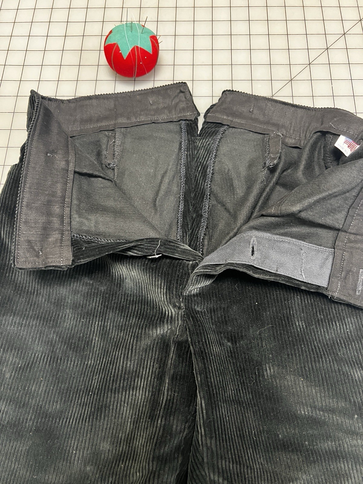 Repro 19th Century Men's Western, Edwardian Trousers, Black Corduroy , SZ 31" W