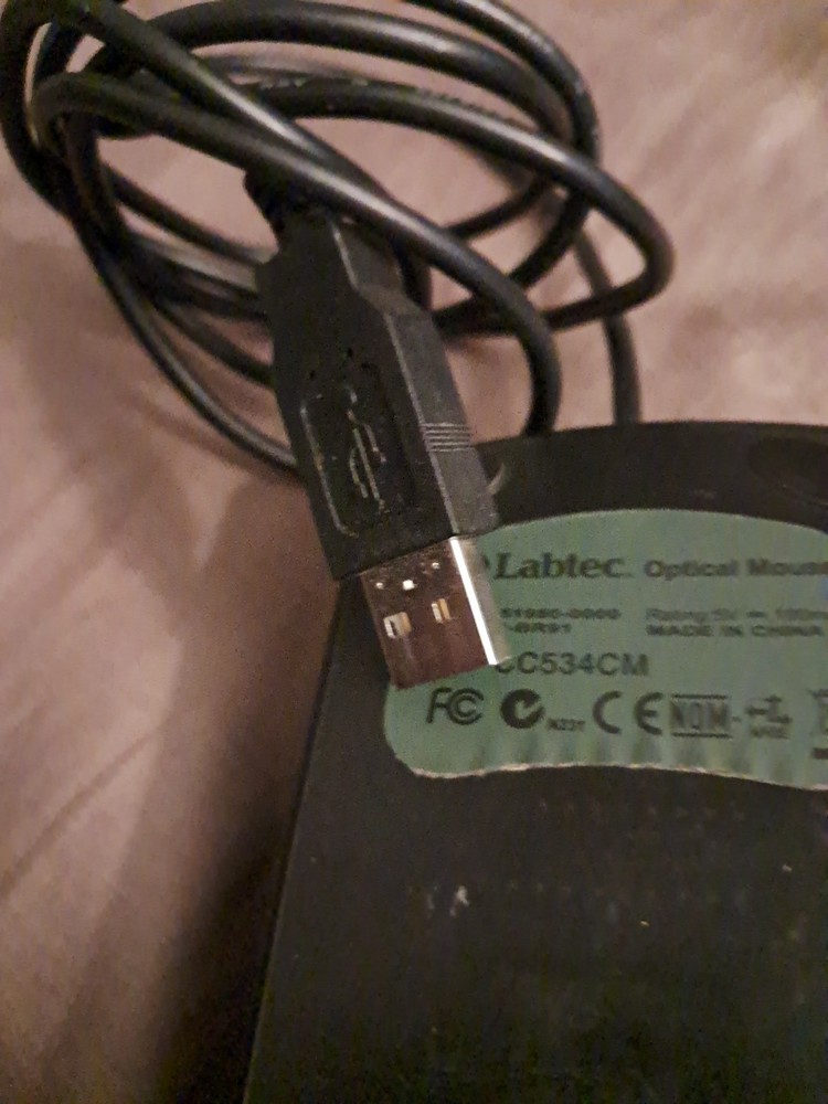 Labtec Mouse USB Connector, Scroll Wheel, Black and Silver USED