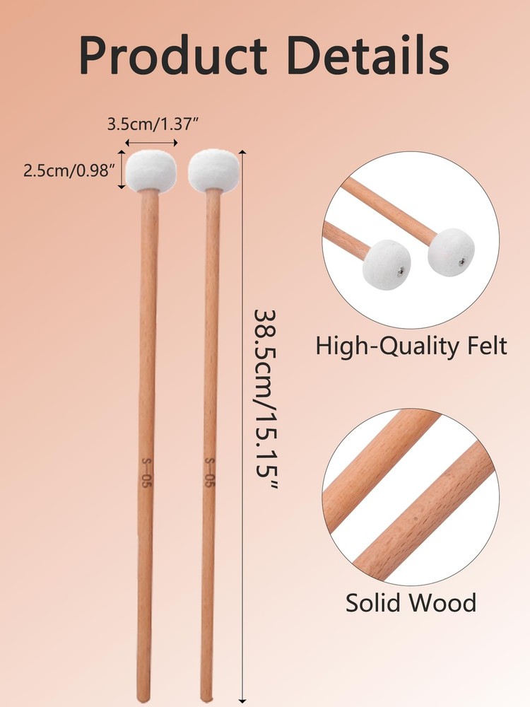Soft Felt Drum Mallets Set Percussion Timpani Snare Drum Sticks