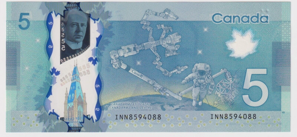Canada $5 2013 P106e " Lane & Macklem "- UNC POLYMER NOTE - PREFIX INN