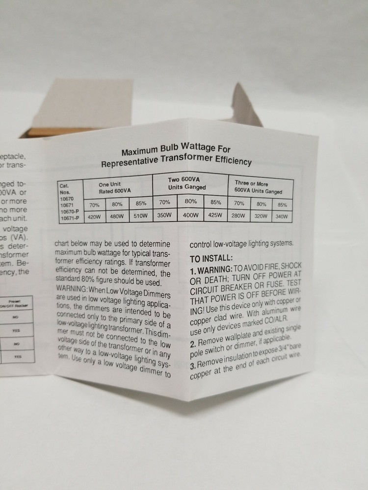 Leviton Microprocessor DIMMER - 10671-000 (New) LED 2 Key Low Voltage.