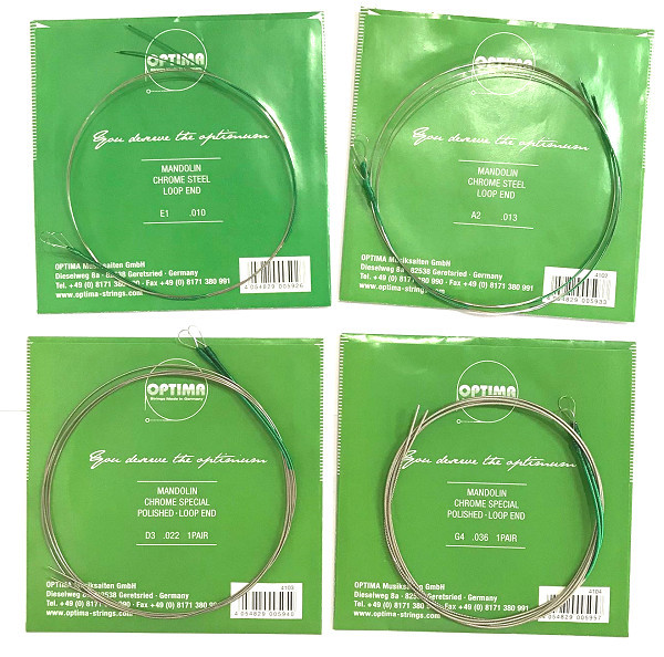 Germany OPTIMA Mandolin Chrome Special Strings Green 4105, Loop End, a full set