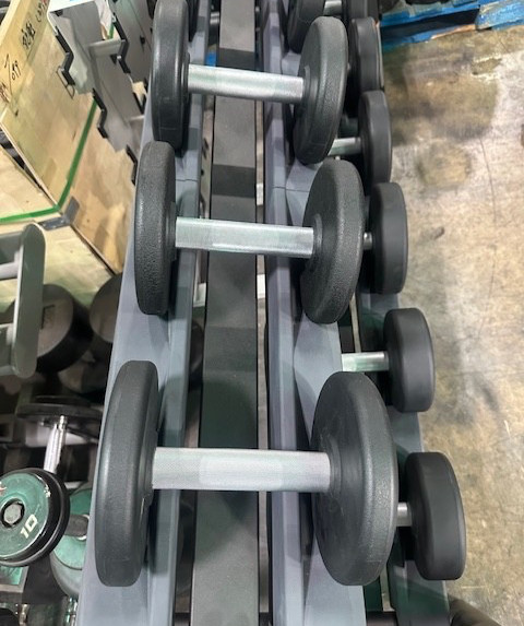 TechnoGym | Urethane Coated KG Dumbbell Set w/ Rack & Adjustable Bench