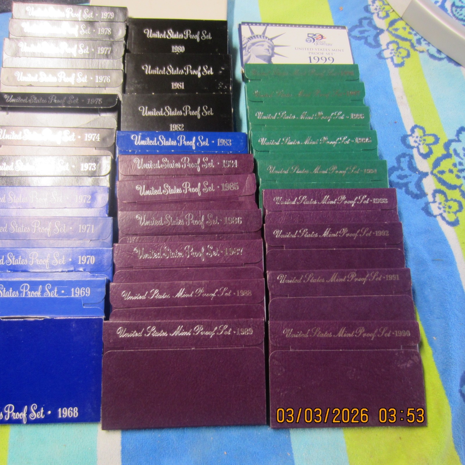 LOT OF PROOF SETS 1968 TO 1999.