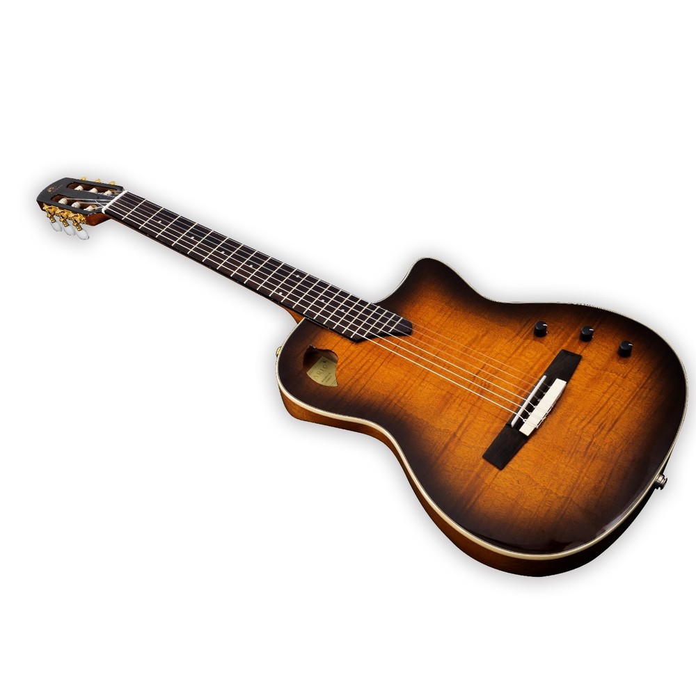 Silent Classical Guitar, Solid Flame Mahogany top Solid Mahogany Body, 22 Frets