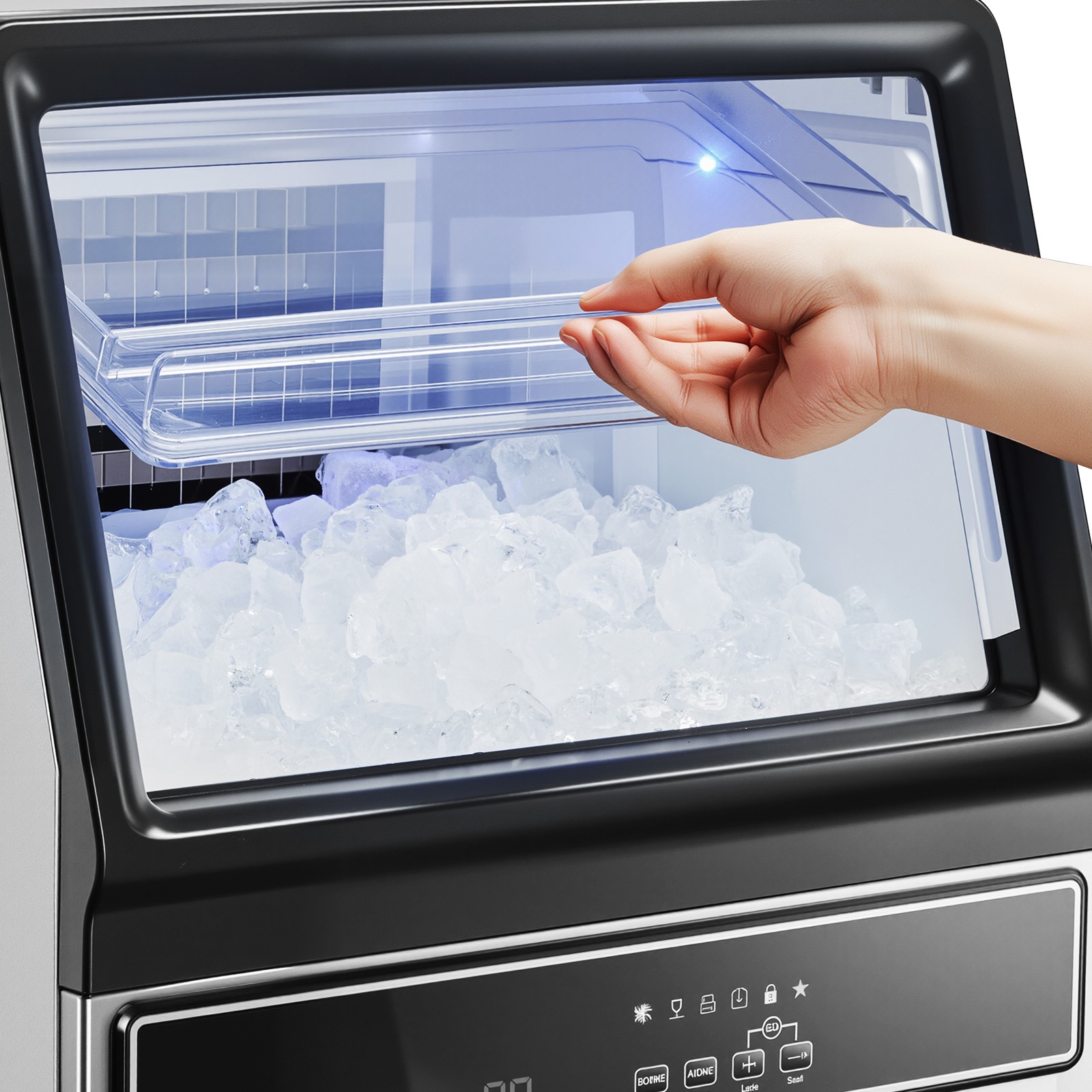 Uimoso 130Lbs Commercial Ice Maker Bar Restaurant Ice Cube Machine 33Lb Storage