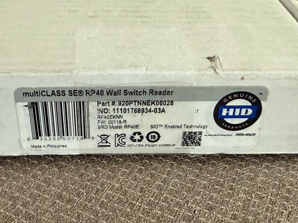 HID RP40E 920PTNNEK00028 MultiCLASS SE RP40 Wall Switch Reader