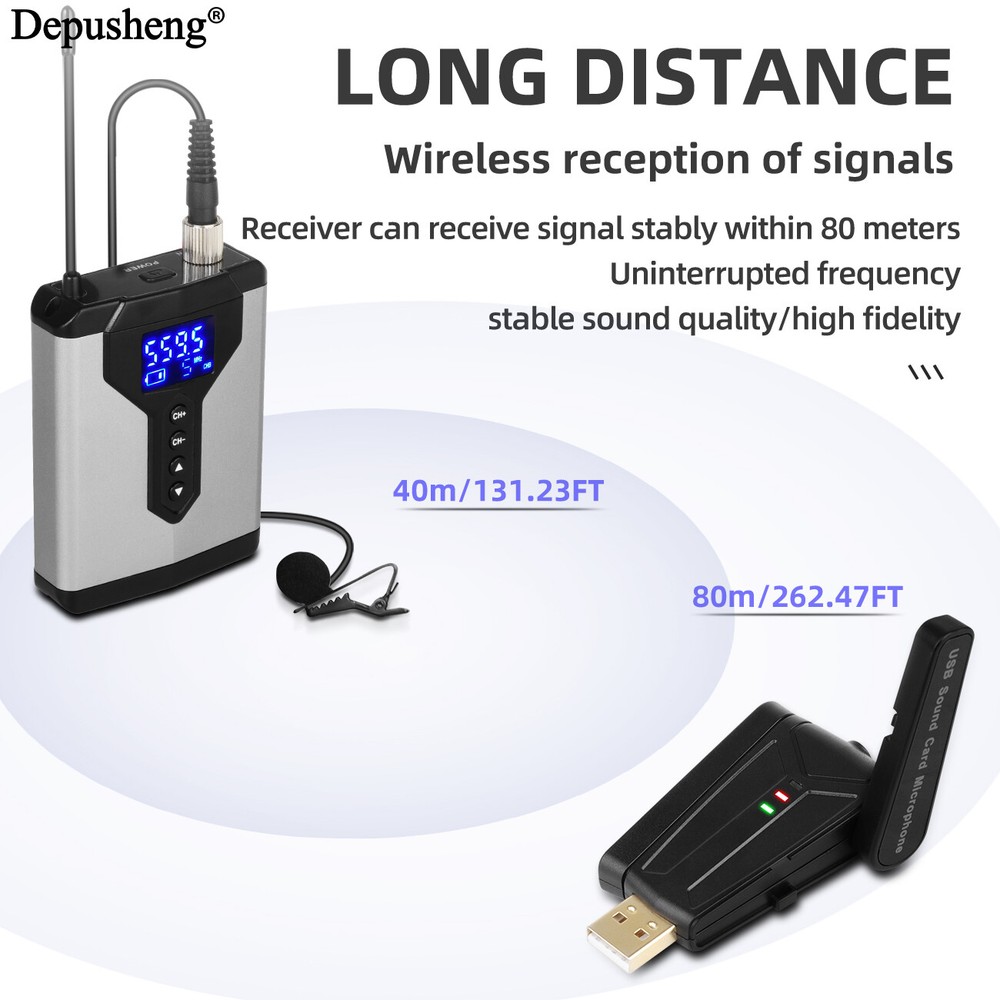 USB Wireless Lavalier Microphone Headset Microphone Depusheng for Teaching