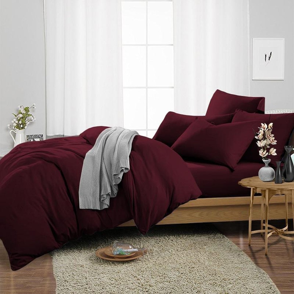 Lovely Solid Wine Bedding Collection 1000/1200 TC 100% Cotton